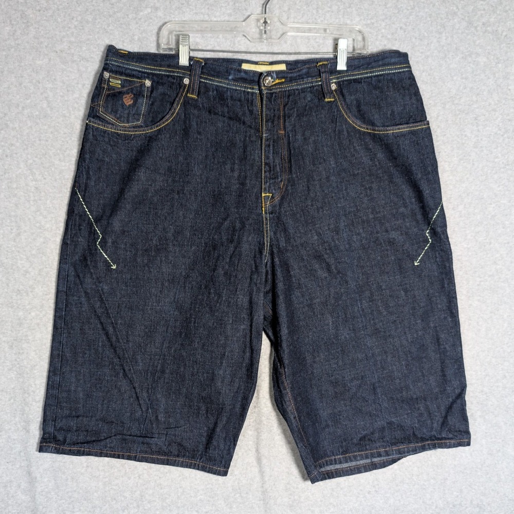 Rocawear Denim Shorts Mens 42‎ Blue Embroidered Baggy Y2K Hip Hop Urban 40x13.5